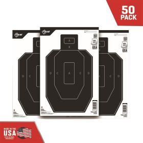 Allen EZ Aim Paper IPSC 1/2 Size Target 12x18 Black and White 50/ct