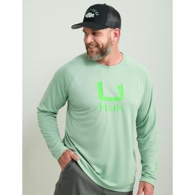 HUK ICON LS CREW FOG GREEN LS S