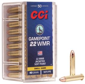 CCI 22 WMR GAMEPOINT 40GR JSP AMMO 50RD