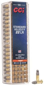 CCI 22 LR STANDARD VELOCITY 40GR LRN AMMO 5000RD CASE