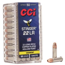 CCI 22 LR STINGER 32GR CPHP AMMO 50RD