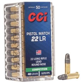 CCI 22 LR PISTOL MATCH 40GR LRN AMMO 50RD