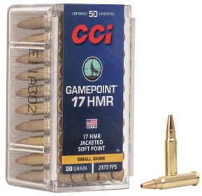 CCI 17 HMR GAMEPOINT 20GR JSP AMMO 50RD