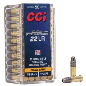CCI 22 LR SUPPRESSOR 45GR SOLID AMMO 50RD