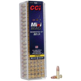 CCI 22 LR 23 LR MINI MAG 40GR SEGMENTED HP AMMO 100RD