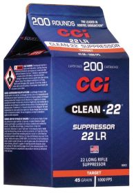 CCI 22 LR SUPPRESSOR CLEAN-22 BLK 45GR LRN AMMO 200RD