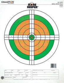 Champion Scorekeeper Targets - Fluorescent Orange & Green Bull - 100 yd. Small Bore Rifle (12-Pack)