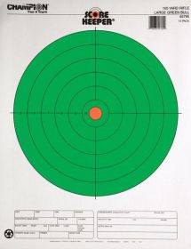 Champion Scorekeeper Targets Fluorescent Orange & Green Bull - 100 yd. Rifle 12/Pack