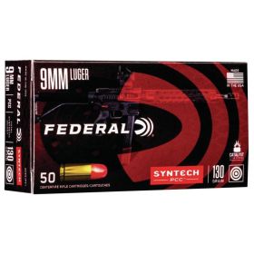 Federal Syntech PCC Ammunition 9mm Luger 130 gr TSJ 1140 fps 50/ct