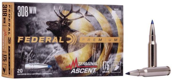 Federal Terminal Ascent Rifle Ammunition .308 Win 175 gr 2600 fps 20/ct