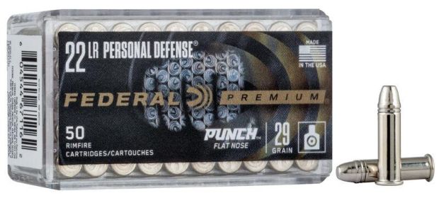 Federal Personal Defense Punch Rimfire Ammunition .22 LR PUNCH 29gr FN 1080 fps 50/ct