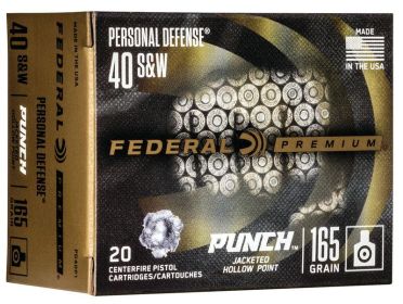 Federal Personal Defense Punch Handgun Ammunition .40 S&W 165 gr JHP 1130 fps 20/ct