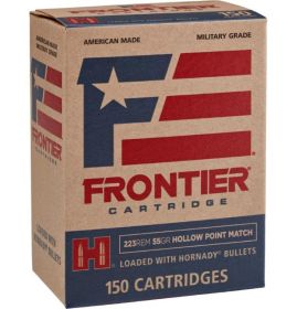 Hornady Frontier Rifle Ammunition  .223 Rem 55 gr HP-MATCH 150/ct (Oriented)