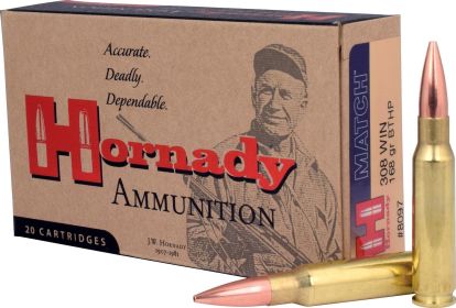 Hornady Match Rifle Ammunition .308 Win 168 gr BTHP MATCH 50 rd