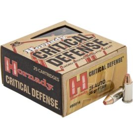 Hornady Critical Handgun Ammunition .25 Auto 35 gr FTX 900 fps 25/ct