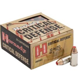 Hornady Critical Defense Handgun Ammunition .32 Auto 60gr FTX 1000 fps 25/ct
