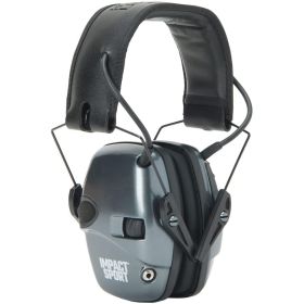 Howard Leight Impact Sport Youth/Small Earmuff - Metallic Charcoal Grey Black Band 22dB NRR