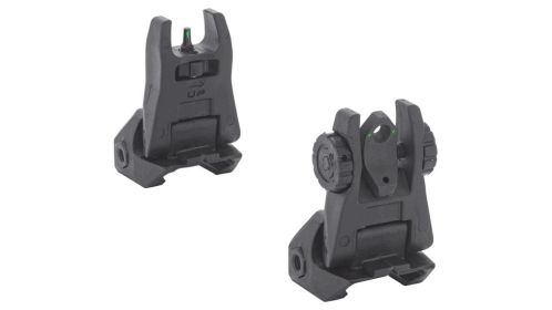 Meprolight Mepro FUBS - Self Illuminated Flip Aluminum Black Back-up Rifle Sights 2 Dot Rear/Green Front
