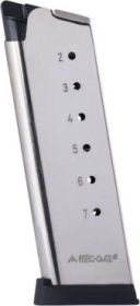 Mec-Gar 1911 Officer Handgun Magazine with Removable Buttplate & Follower .45 ACP HT Nickel 7 rds High Cap