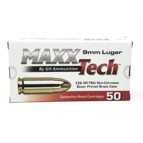 MAXXTECH 9MM 124GR FMJ 500 RD CASE BRASS CASE