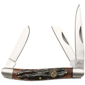 Roper Knives Stockman Chaparral Series Pocket Knife 3 Blades 2-1/2" Brown Bone