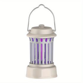 1pc Electric Insect Repellent Mosquito And Dew Camping Lantern; Courtyard Light ; bedroom Lamps; Chargeable 360 Degrees Kill Mosquito & Insects & (Color: Silver Gray)