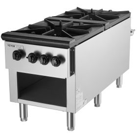VEVOR Commercial Gas Range Stove 2 Burners Countertop Cooking Hot Plate Kitchen (Default: Default)